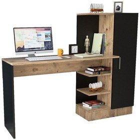 Resim Robinhome Robin Home Arthur Kitaplıklı Çalışma Masası Çam Siyah (468193295) Siyah 