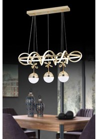 Resim Ey-El Tasarım Kuzey Sıralı Gold Kaplamalı 3 Renk Sarkıt Led Avize Modern Gold 