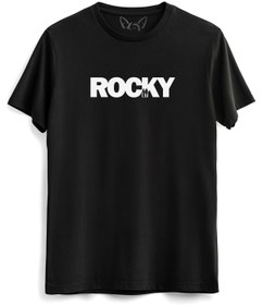 Resim Alfa Tshirt Rocky Balboa Resimli Dijital Baskılı Çocuk Siyah Tshirt 