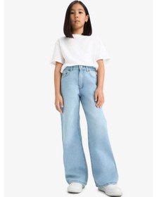 Resim Defacto Kız Çocuk Straight Wide Standart Paça Jean Pantolon E7322a825aunm39 Mavi 