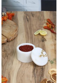 Resim El Yapımı Mermer Baharatlık Tuzluk Biberlik 2 Adet Siyah 