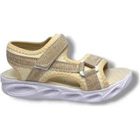Resim Arzen Bebe 223-26 Simli Cırtlı Anatomik Kız Çocuk Sandalet 31-35 Altın 