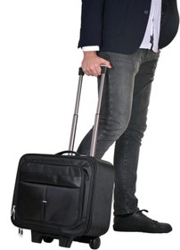 Resim TahTicMer Çekçekli Pilot Çantası Büyük Boy Lüx Kasalı Pilot Evrak Laptop Notebook Çantası Siyah 