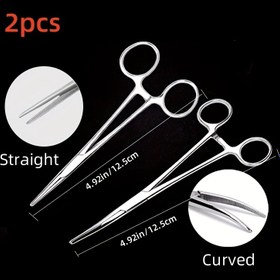 Resim 2 adet Çok Fonksiyonlu Paslanmaz Çelik Balıkçılık Pense, saç tokası Çıkarıcı, Yem Bıçağı, Dizi Kesici, Açık Balıkçılık Araçları, Çok Kullanışlı Düz Balıkçılık Klipsleri ve Kıvrılmış Balıkçılık Klipsleri, Evcil Hayvan Saç Çıkarma ve Hemostaz, Kupaj, Dikiş, Elektronik Tamir vb. için de kullanılabilir, Pil Gerektirmez 