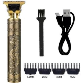 Resim Buffer® Vintage Görünümlü Güçlü 4 Farklı Başlıklı USB Şarjlı Manuel Tıraş Makinası 