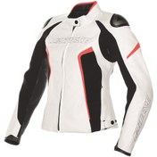 Resim Dainese G.racing D1 Pelle White Black Fluo Red Kadın Deri Mont 