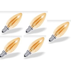 Resim Orbus Dekoratif 4W Amber Sarı Işık E14 (Ince Duylu) Rustik LED Ampul 5'li Paket 