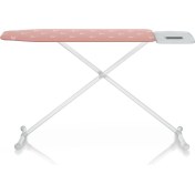 Resim Gazella 900 OB Seri Ütü Masası – Isıya Dayanıklı Kumaş, Çift Profilli Denge Çubuğu ve Pembe Desenli 146x42x100 cm 