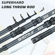 Resim Super Sert Karbon Fiber Uzun Boğazlı Olta Kamışı - 210-450cm Orta Hız Aksiyonlu, Yüksek Hassasiyetli, Büyük Mantar Sap ve Ayarlanabilir İplik Rulosu, Hafif Taşınabilir Teleskopik Tasarım Tatlısu/Tuzlusu Balıkçılığı İçin (300/360/450cm Modeller) 