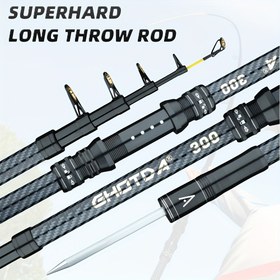 Resim Super Sert Karbon Fiber Uzun Boğazlı Olta Kamışı - 210-450cm Orta Hız Aksiyonlu, Yüksek Hassasiyetli, Büyük Mantar Sap ve Ayarlanabilir İplik Rulosu, Hafif Taşınabilir Teleskopik Tasarım Tatlısu/Tuzlusu Balıkçılığı İçin (300/360/450cm Modeller) 
