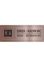 Resim Mayeka Erkek Kadın Wc İsimlik Bronz Metal Kapı İsimliği Levhası Yönlendirme Tabelası 