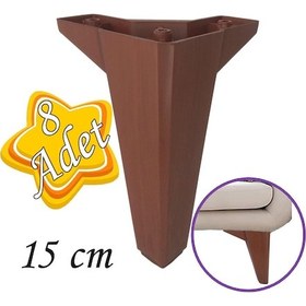 Resim 8 Adet Serdivan 15 Cm Ceviz Ahşap Desenli Lüx Mobilya Kanepe Sehpa Ünite Koltuk Ayağı Baza Ayak 