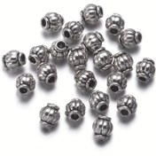 Resim 100 Adet Tibet Gümüş Renkli Ara Boncuklar, Kurşunsuz ve Kadmiyumsuz, Varil Şekilli, Antik Gümüş Rengi, Yaklaşık 0,4 cm Çap, Delik: 0,1 cm 