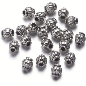 Resim 100 Adet Tibet Gümüş Renkli Ara Boncuklar, Kurşunsuz ve Kadmiyumsuz, Varil Şekilli, Antik Gümüş Rengi, Yaklaşık 0,4 cm Çap, Delik: 0,1 cm 