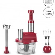 Resim Karaca Mm Prosteel 2000w Cam Mutfak Robotu Kırmızı - Inox 