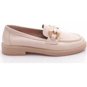 Resim Dgn 2121-yz Kadin Loafer Ayakkabi Ekru 