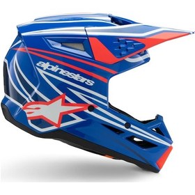 Resim Alpinestars Sm3 Youth Wurx Off-road Çocuk Genç Motosiklet Kaskı Mavi Beyaz Kırmızı 