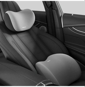 Resim Fochsia Kahverengi Araç Baş Ve Bel Yastığı Seti Ergonomik Koltuk Yükseltme Konforlu 