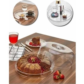 Resim AyrStore Şık Kristal Kek Fanusu Tutma Saplı 27 cm | Ikramlık Sunumluk (Yuvarlak) 