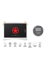 Resim Bay Etiket Ars14 Eskitilmis Desenli Asker Yildizi Mat Kirmizi - Orta Boy 