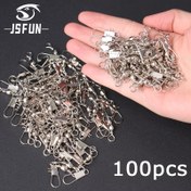 Resim JSFUN 100 Adet Yüksek Kaliteli Balıkçılık Takımı Klipsli Kancalar, Tatlı Su ve Tuzlu Su Kullanımı için Hızlı Bağlantı Elemanları, Güçlü Çekme Mukavemeti, Alabalık, Levrek ve Siyah Balıkçılar için Temel Seçim, Zarif Döner Solid Halkalı Paslanmaz Çelik Balıkçılık Seti 