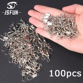 Resim JSFUN 100 Adet Yüksek Kaliteli Balıkçılık Takımı Klipsli Kancalar, Tatlı Su ve Tuzlu Su Kullanımı için Hızlı Bağlantı Elemanları, Güçlü Çekme Mukavemeti, Alabalık, Levrek ve Siyah Balıkçılar için Temel Seçim, Zarif Döner Solid Halkalı Paslanmaz Çelik Balıkçılık Seti 