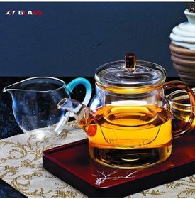 Resim Qerhome Borosilikat Cam Cam Kapaklı Ve Süzgeçli Gold Sap Demlik 800 Ml Tkb Aw2005 Şeffaf 