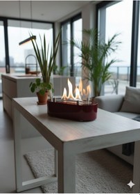 Resim Lüks Masaüstü Şömine Paslanmaz Çelik Hazneli Bioethanol Şömine 