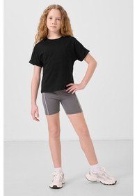 Resim Tommylife Koyu Gri Esnek Standart Fit Basic Performans Kız Çocuk Tayt - 75189 Koyu Gri 