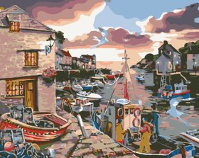 Resim Sayılarla Boyama Seti - Balıkçı Limanı - 80x100 