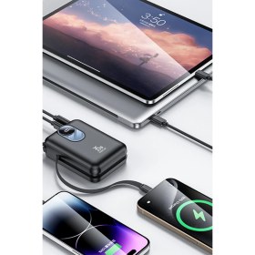 Resim YESIDO YP94 Dijital Göstergeli 20.000 mAh 35W Hızlı Şarj Destekli Çift Kablolu Powerbank - Siyah 
