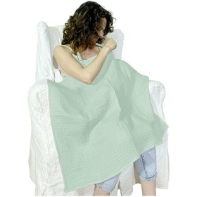 Resim 4 Katlı Müslin Bebek Emzirme Önlüğü Iç Göstermez Pamuk Mint Yeşili 