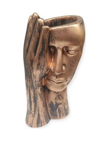 Resim Dekoratif Polyester Tekli Kadın Yüzlü Saksı Vazo Bakır Eskitme 