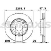 Resim Braxis AE0510 Ön Fren Disk Aynası Havalı Kia Cerato 2004-(275X4) 517122F100 