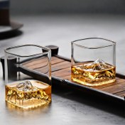 Resim 1 adet/2 adet 190ml/6.42oz Kare Dağ Kupa - Borosilikat Cam Bardak - Yeniden Kullanılabilir, Sadece Elde Yıkanır, Kahve, Çay, Viski, Süt için Uygun - Ev, Ofis & Seyahat için Mükemmel 