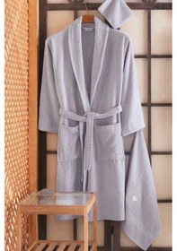 Resim Güvenal Pamuxu 8 Parça Aile Bornoz Seti 1 Ekru 