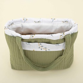 Resim Bebek Bakım Çantası - Açık Yeşil Örgü - Yapraklar 