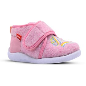 Resim kids A more Rosy Unicorn Figürü Nakışlı Kız Çocuk Keçe Panduf Pembe 