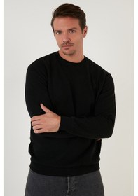 Resim Buratti Slim Fit Bisiklet Yaka Pamuklu Erkek Kazak 456201 Siyah 