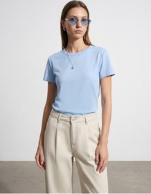 Resim Dilvin 32779 Bisiklet Yaka T-shirt-açık Mavi 