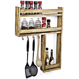 Resim Baharatlık Bardaklık Çok Amaçlı Mutfak Rafı Ahşap 