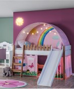 Resim Benimodam My House Çocuk Odası Montessori Takımı Kaydıraklı Karyola Pembe Oyun Evi 