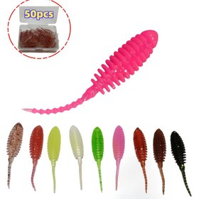 Resim 50 adet 9 Renk, Yüksek Kaliteli Biyolojik Yumuşak Yem, Dayanıklı PVC Malzeme, Tatlı Su Balıkları ve Tuzlu Su Balıkları için Uygun Canlı Renkler, Kutulu Depolama İçin Uygun, Gündüz ve Gece Balıkçılığı İçin Uygun, Bass ve Mandarin Balıkçılığı İçin Uygun 