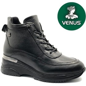 Resim Venüs Rıbes Hakiki Deri Kaymaz Dolgu Taban Ortopedik Kadın Bot Siyah 