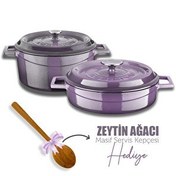 Resim Lava Döküm Yuvarlak Derin Ve Sığ 5 Parça Mor Tencere Seti LV Y TSC K2 SET P 