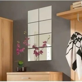 Resim Dekoratif Pleksi Ayna Kendinden Yapışkanlı Kare (Gümüş ) 20X20 4 Adet 