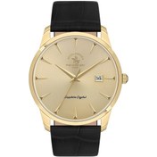 Resim Santa Barbara Polo Racquet Club Sb.1.10606-5 Deri Kordon Çelik Kasa 5 Atm Suya Dayanıklı Siyah Renk Erkek Kol Saati Altın 