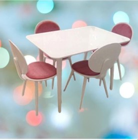 Resim Masa Sandalye Retro Papel Takım Model Kayın Torna Kaplama Sandalye Açılır Parlak Beyaz El Yapım 