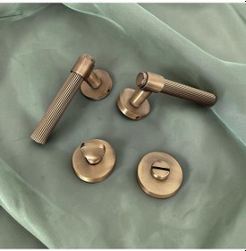 Resim Sare Mat Antik Sarı Rozetli Wc Banyo Kapı Kolu Elegant Model 