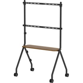 Resim Cletech Tekerlekli Şövale Tv Standı 49"-80" Inç | Raflı | 50 kg Taşıma Kapasiteli | Mobil Tv Sehpası 